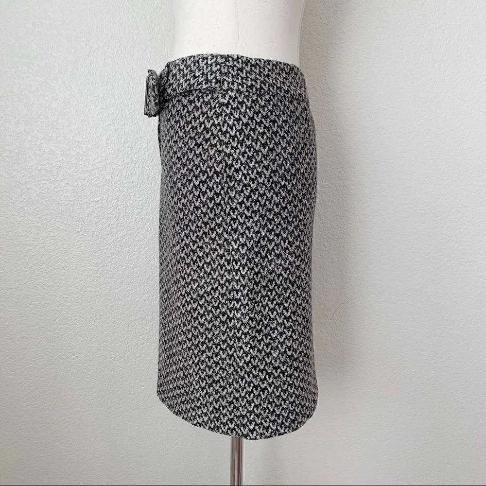 Express Size 7/8 Belted Black Gray Tweed Mini Skirt